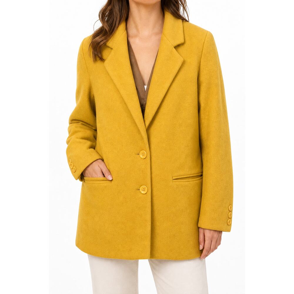 Vintage Henri Bendel Italian Wool Blend Mustard Coat Lined Jacket Womens Size 6